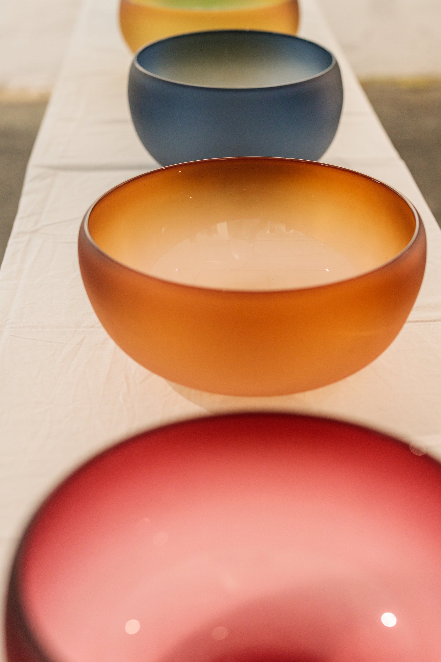 Large Frosted Teal Punch Bowl, 2023