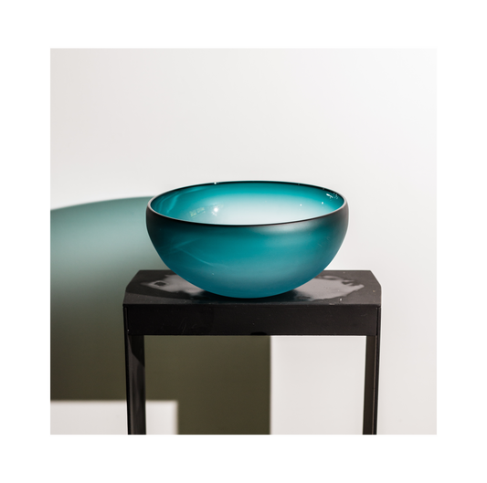 Large Frosted Teal Punch Bowl, 2023