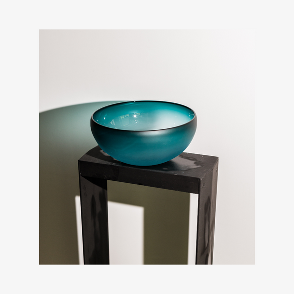 Large Frosted Teal Punch Bowl, 2023