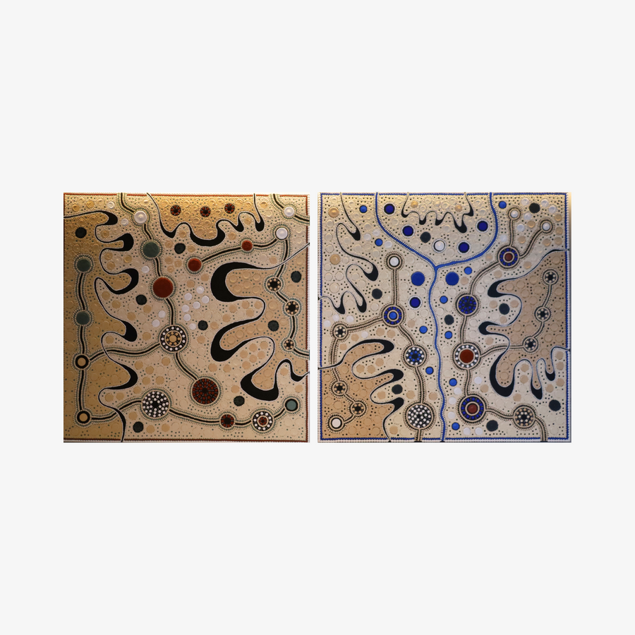 Journey Tracks to Sacred Water Sites, Meeting Places (Diptych), 2025