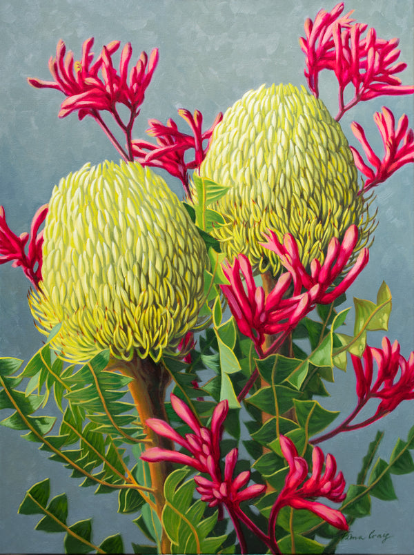 Banksias and Red Kangaroo Paw, 2024 — alternate view