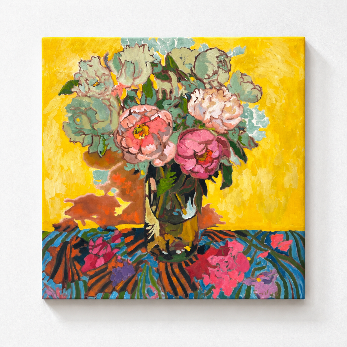Peonies on Floral Cloth, 2025