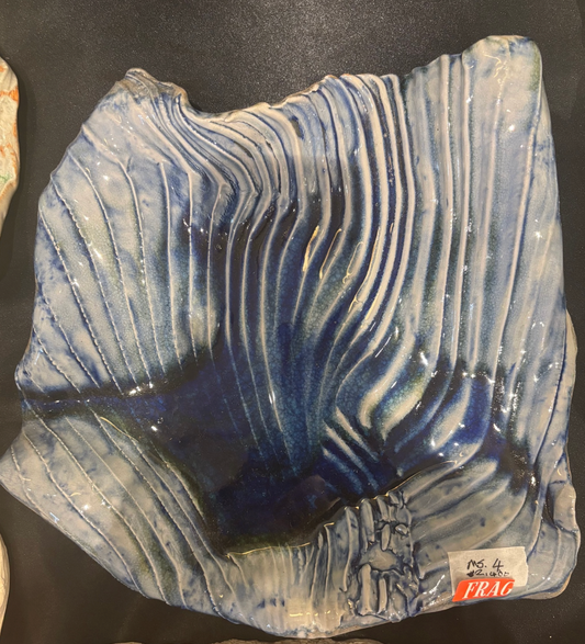 Wave Crushed Glass Blue Rectangle Plate, 2018