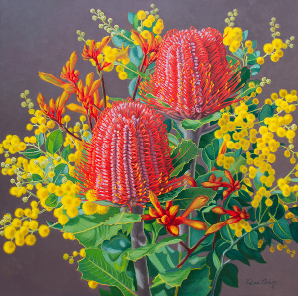 Scarlet Banksias and Wattle 2, 2025 — alternate view