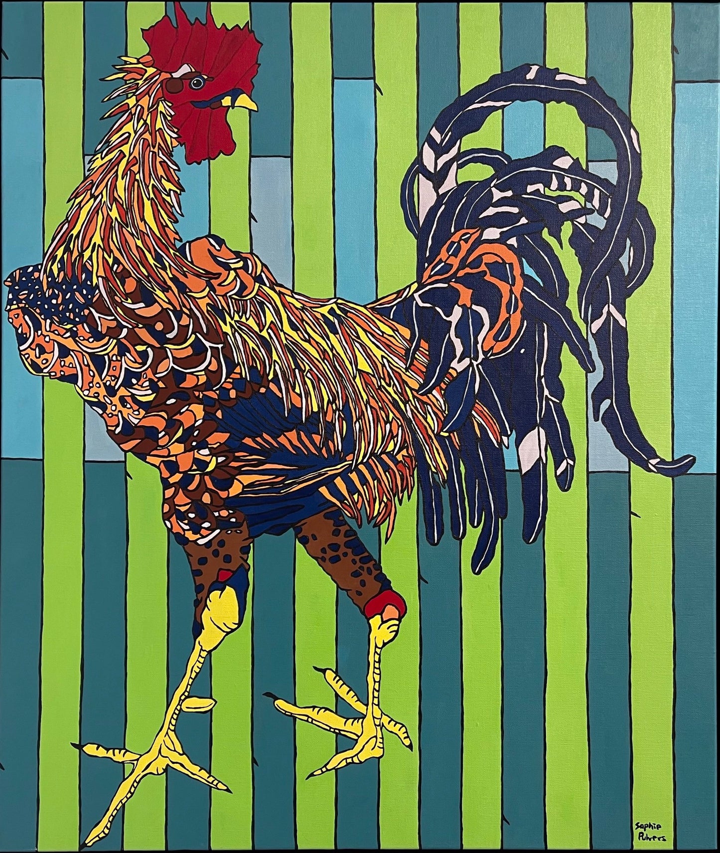 Rooster, After Ito Jakuchu, 1, 2021