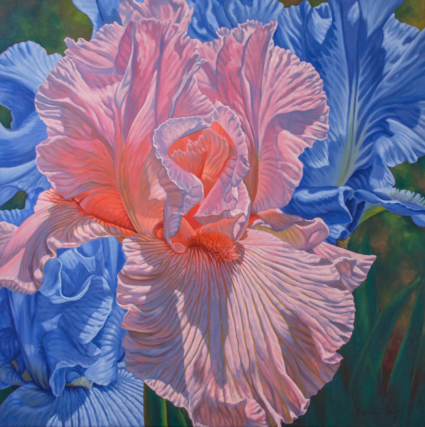 Floral Scape 1; Pink and Blue Irises, 2022