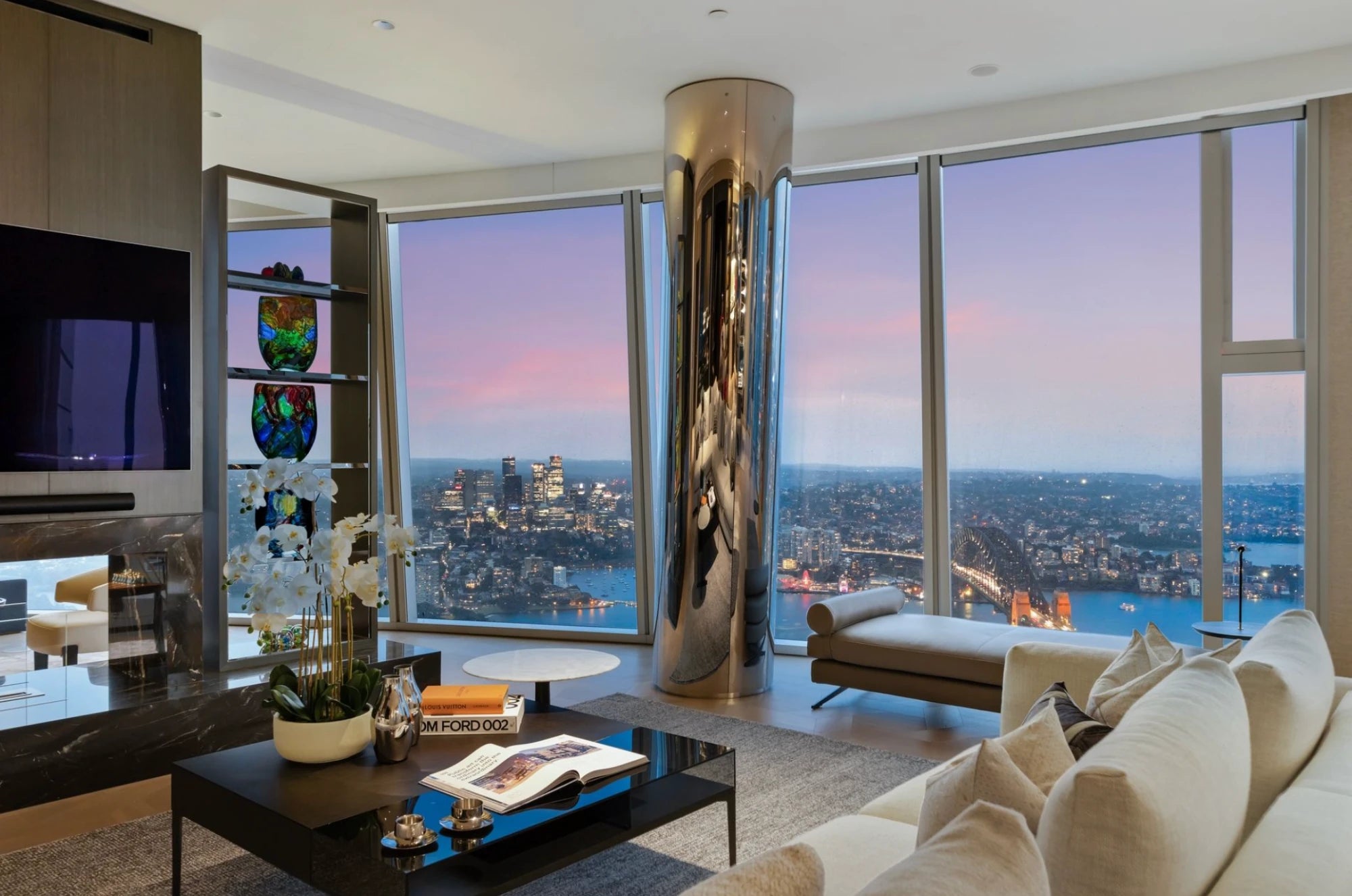 Crown Residences, Barangaroo — Sydney Harbour view at dusk